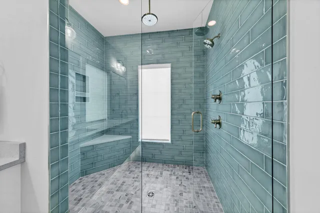 a bathroom with a shower