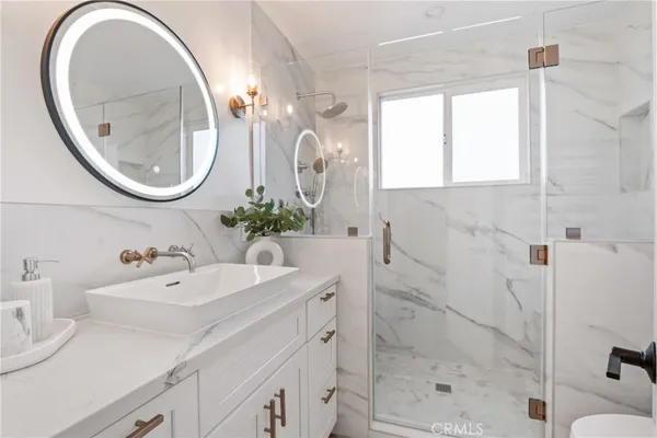 a workspace with a bookshelf