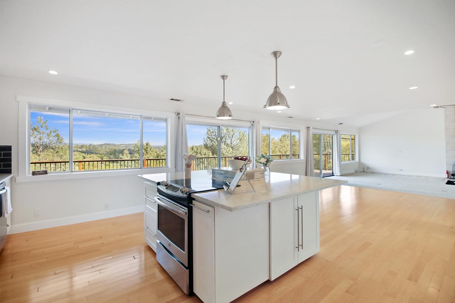 1276 Coon Court Cool, CA 95614 - Photo 18 of 79 a kitchen with stainless steel appliances granite countertop a stove and a large window