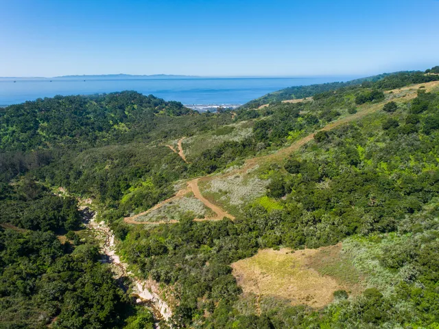 a view of a field with an ocean