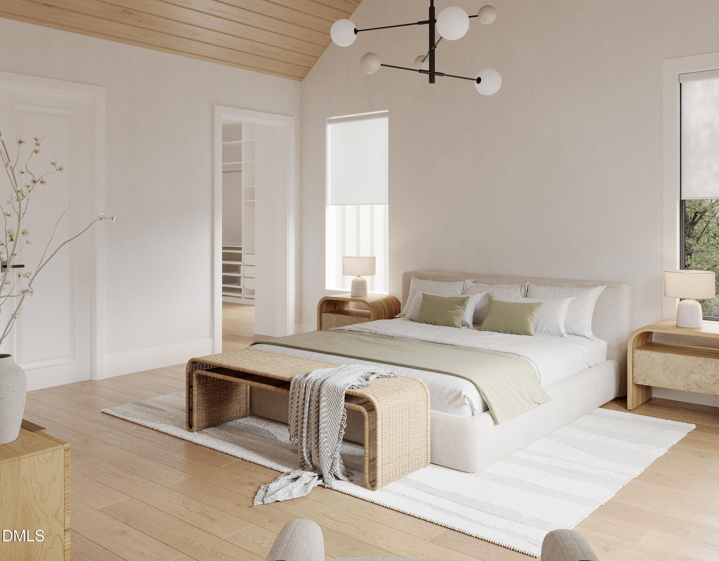 3349 Hampton Road Raleigh, NC 27607 - Photo 14 of 17 a spacious bedroom with a bed a couch and windows