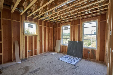 a view of porch with a large window