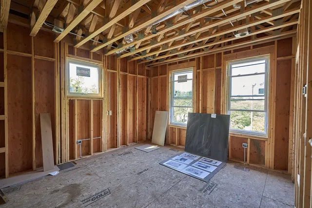 a view of porch with a large window