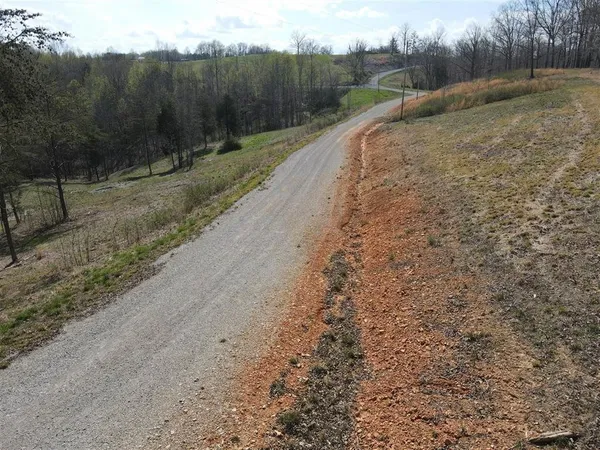 a view of a road with a yard