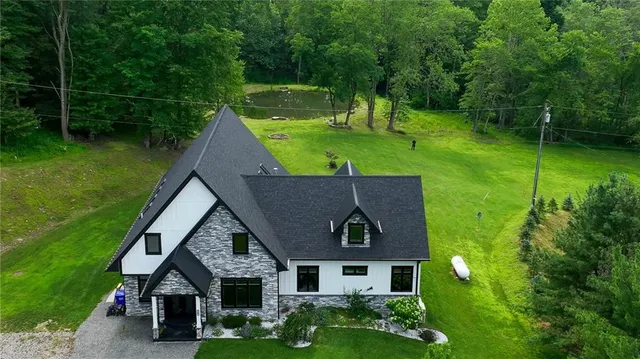 an aerial view of a house
