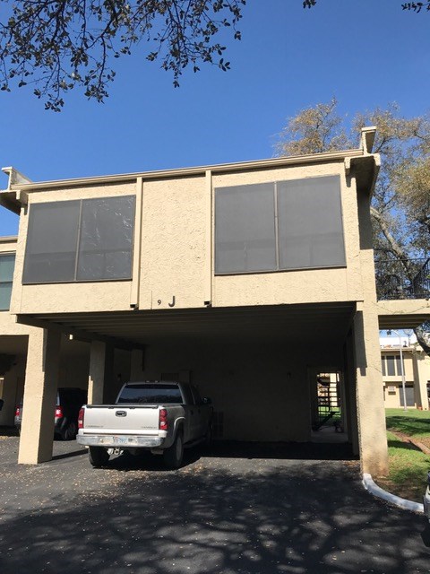 a car parked in front of a building