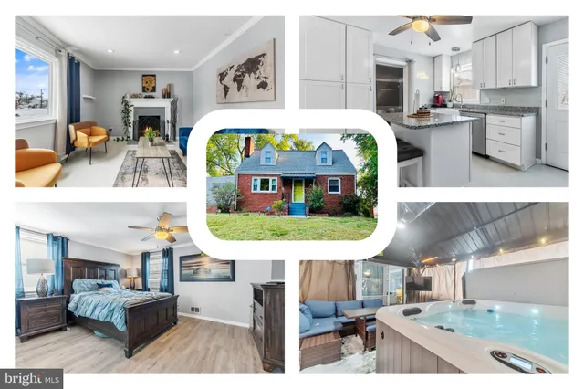 a front view of a house with yard and green space