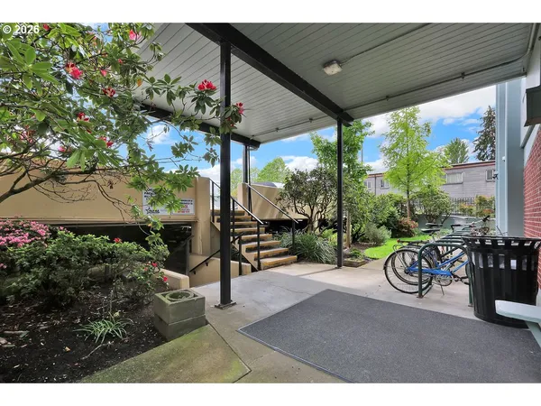 a view of outdoor space with seating area