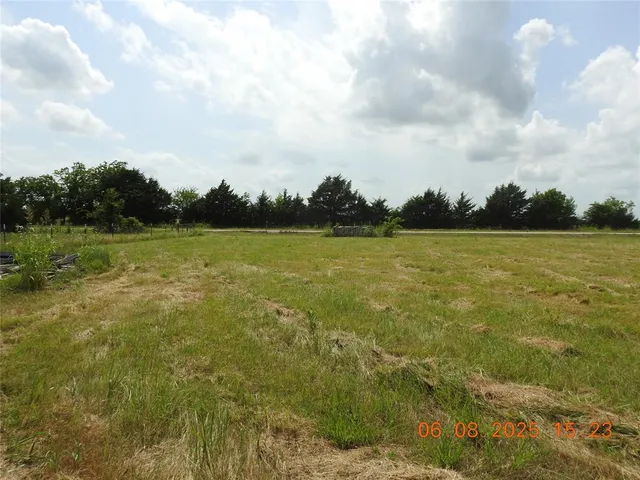 a view of a field with an ocean