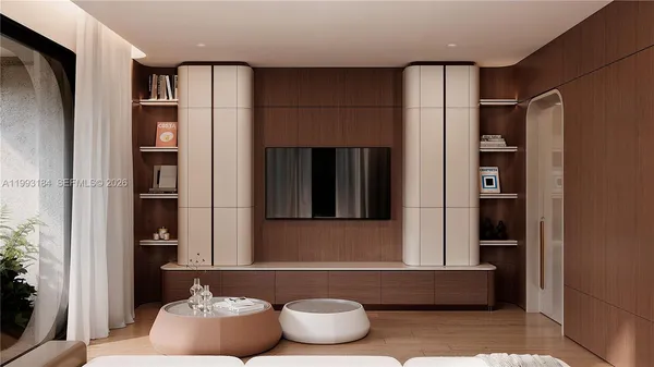 a living room with furniture