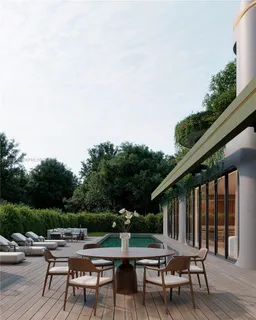 a view of roof with sitting area