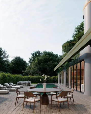 a view of roof with sitting area