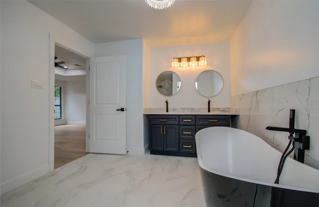 a living room with sink