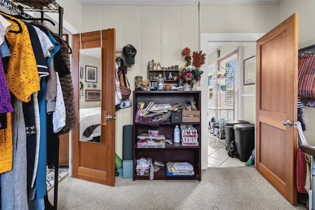 a car parked in front of a building