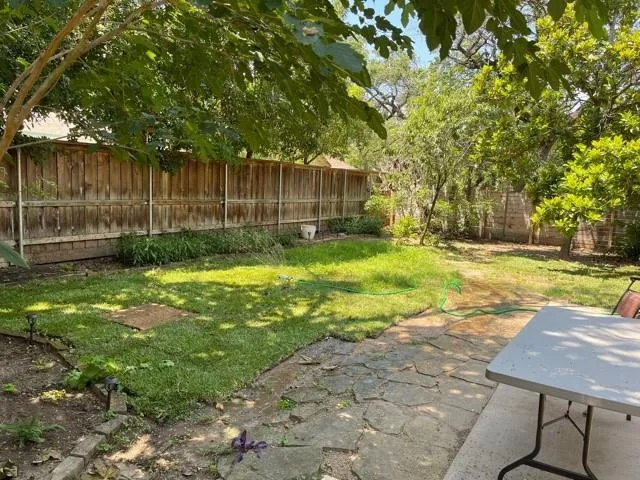 a view of a backyard with tree s