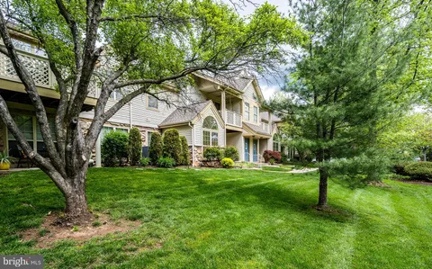 a view of a big yard next to a large trees