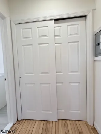 an empty room with cabinet