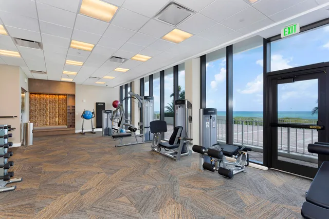 a view of a room with gym equipment