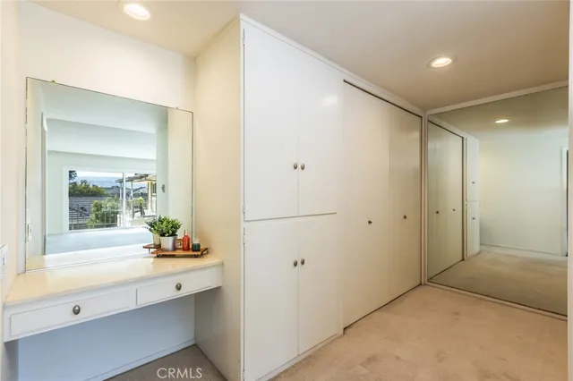 a view of a big room with closet and windows