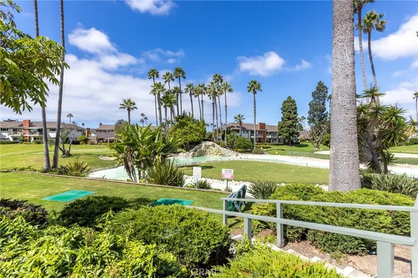 a view of a garden with an outdoor space
