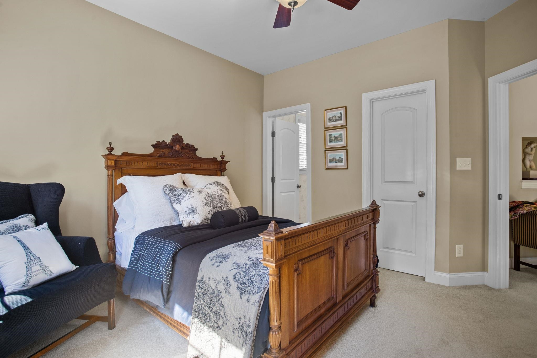 3223 Rain Forrest Way Raleigh, NC 27614 - Photo 31 of 71 a bedroom with a bed and a lamp on dresser