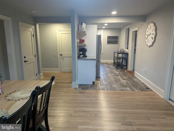 a view of a dining area with furniture