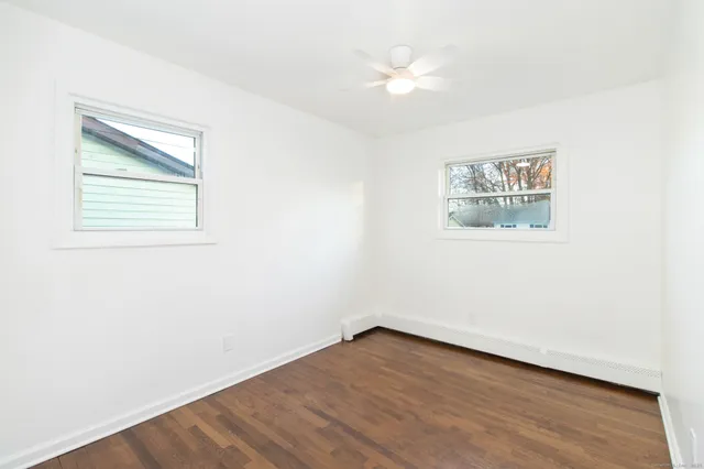 an empty room with a workspace