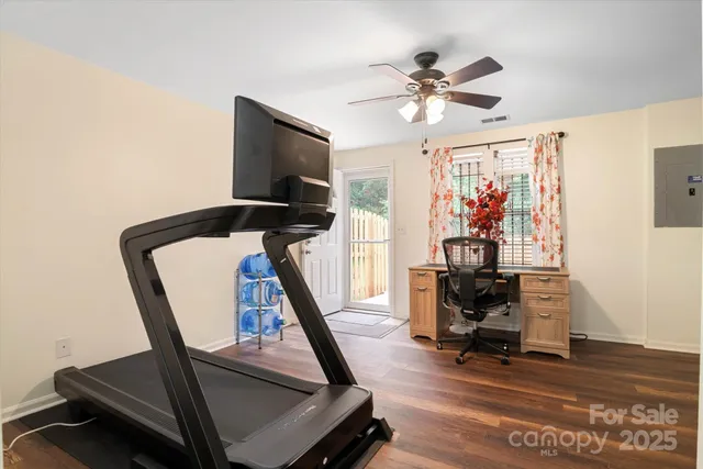a view of a room with gym equipment