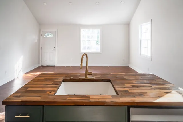 a view of a kitchen sink