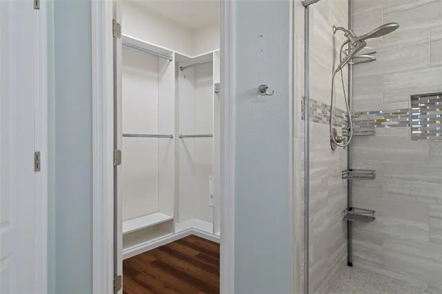 a bathroom with a shower