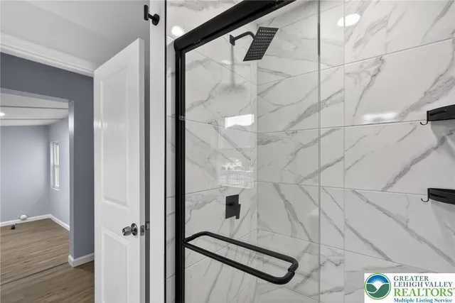 a bathroom with a shower