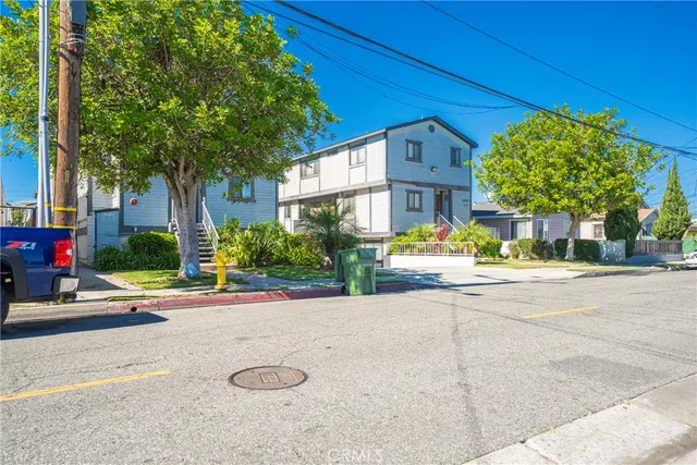a view of a building with a street
