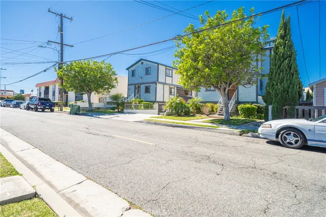 a view of street with houses