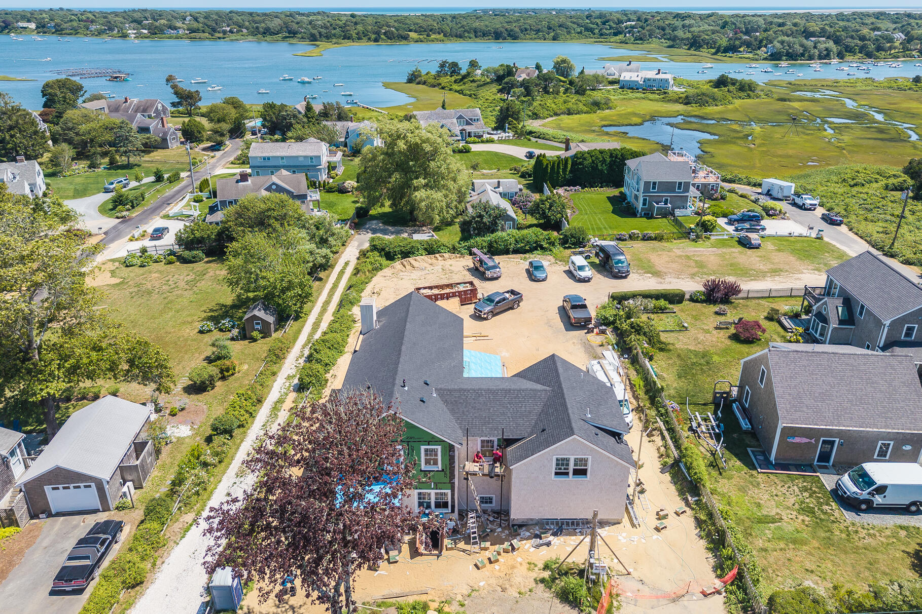 14 Pond View Lane Chatham, MA 02633 - Photo 4 of 30 an aerial view of a house with a lake view