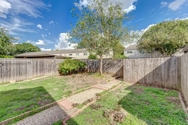 a view of a backyard with tree s