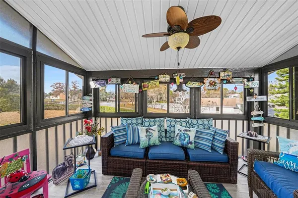 a living room with furniture