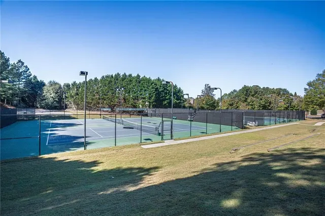 a swimming pool with an outdoor space