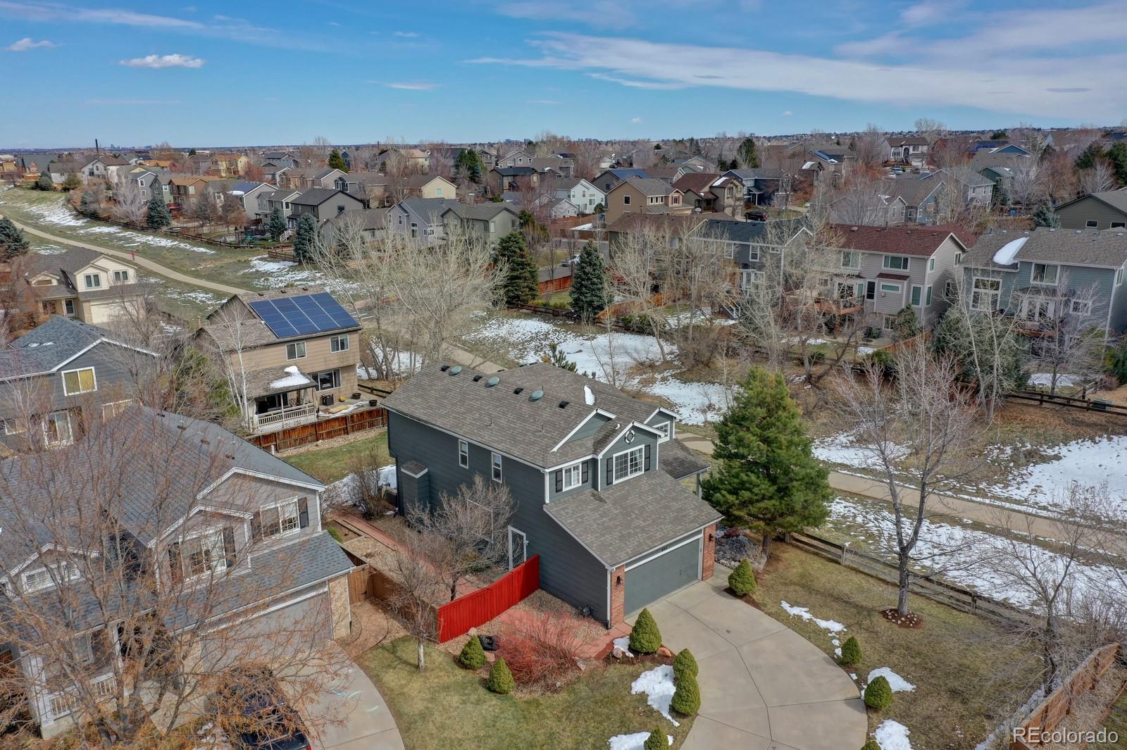 801 Riddlewood Lane Highlands Ranch, CO 80129 - Photo 35 of 40 an aerial view of houses with outdoor space