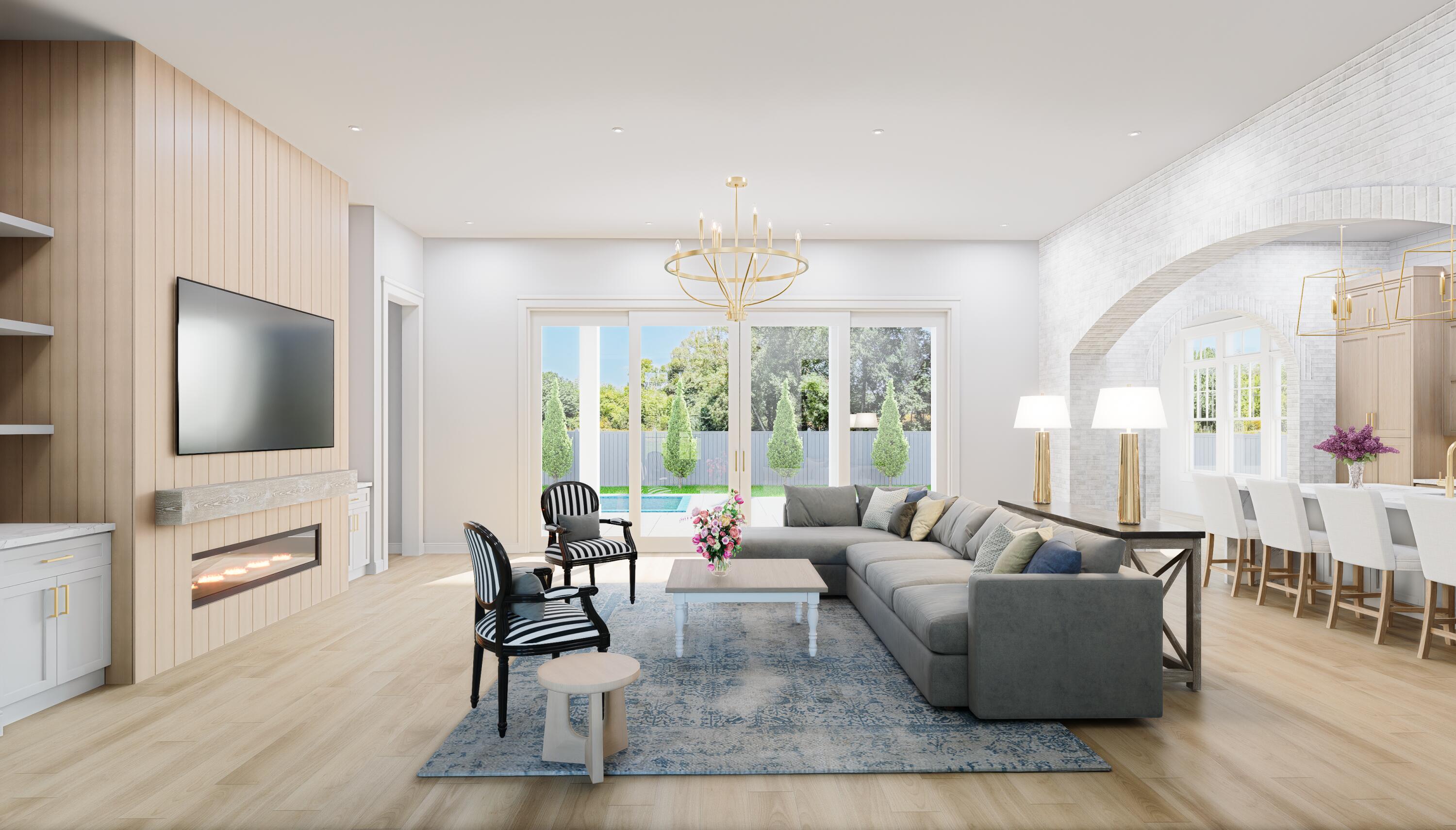 319 East Pollard Cove, Unit LOT 95 Watersound, FL 32461 - Photo 4 of 28 a living room with furniture and a flat screen tv