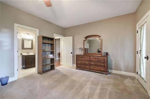 a view of a lake with a city