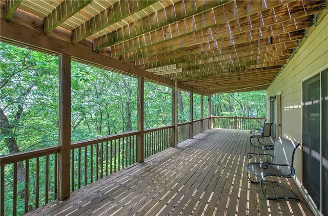 a view of a lake with a yard