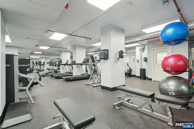 a view of a room with gym equipment