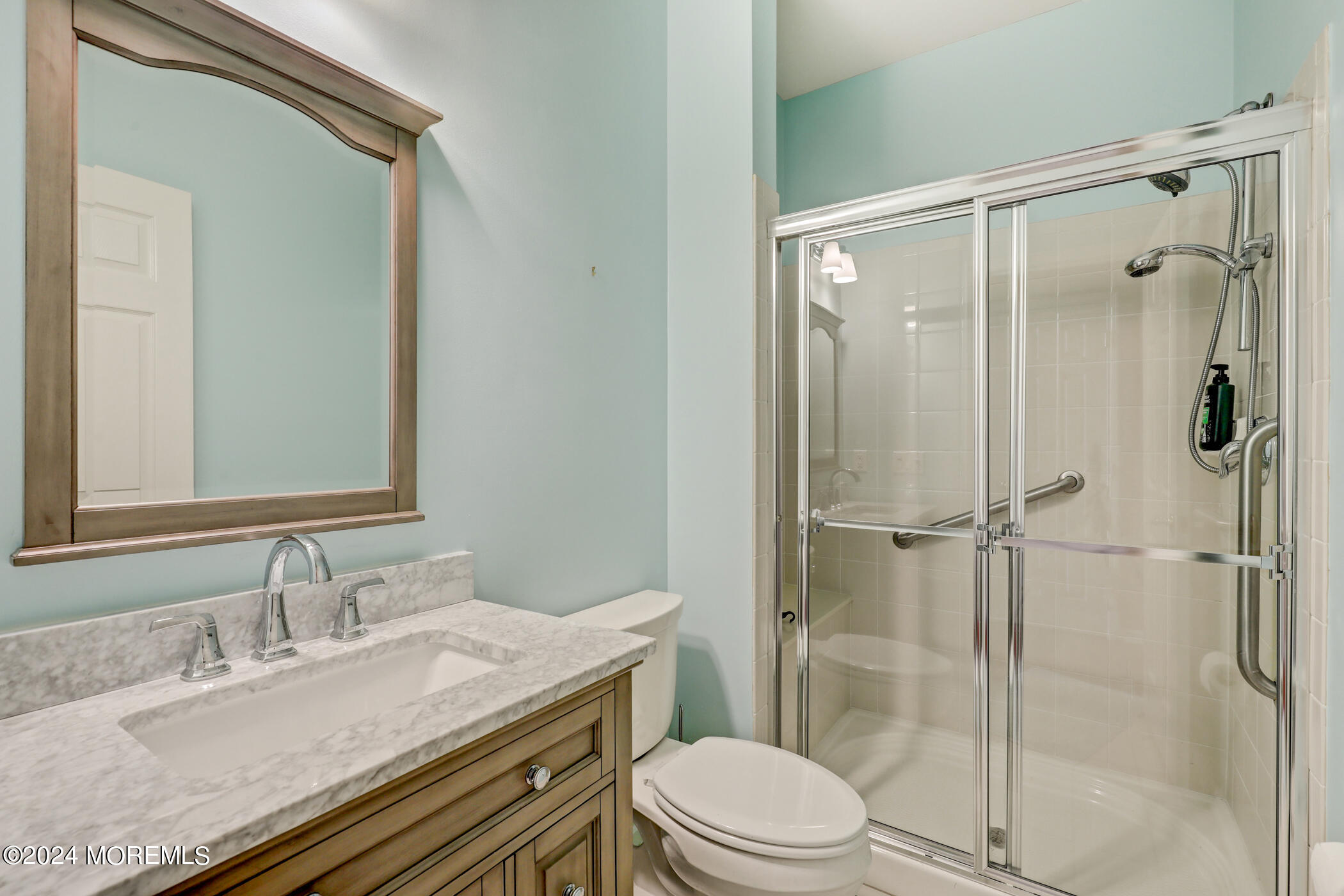 21 Hartack Road Manalapan, NJ 07726 - Photo 16 of 39 a bathroom with a granite countertop sink toilet and shower