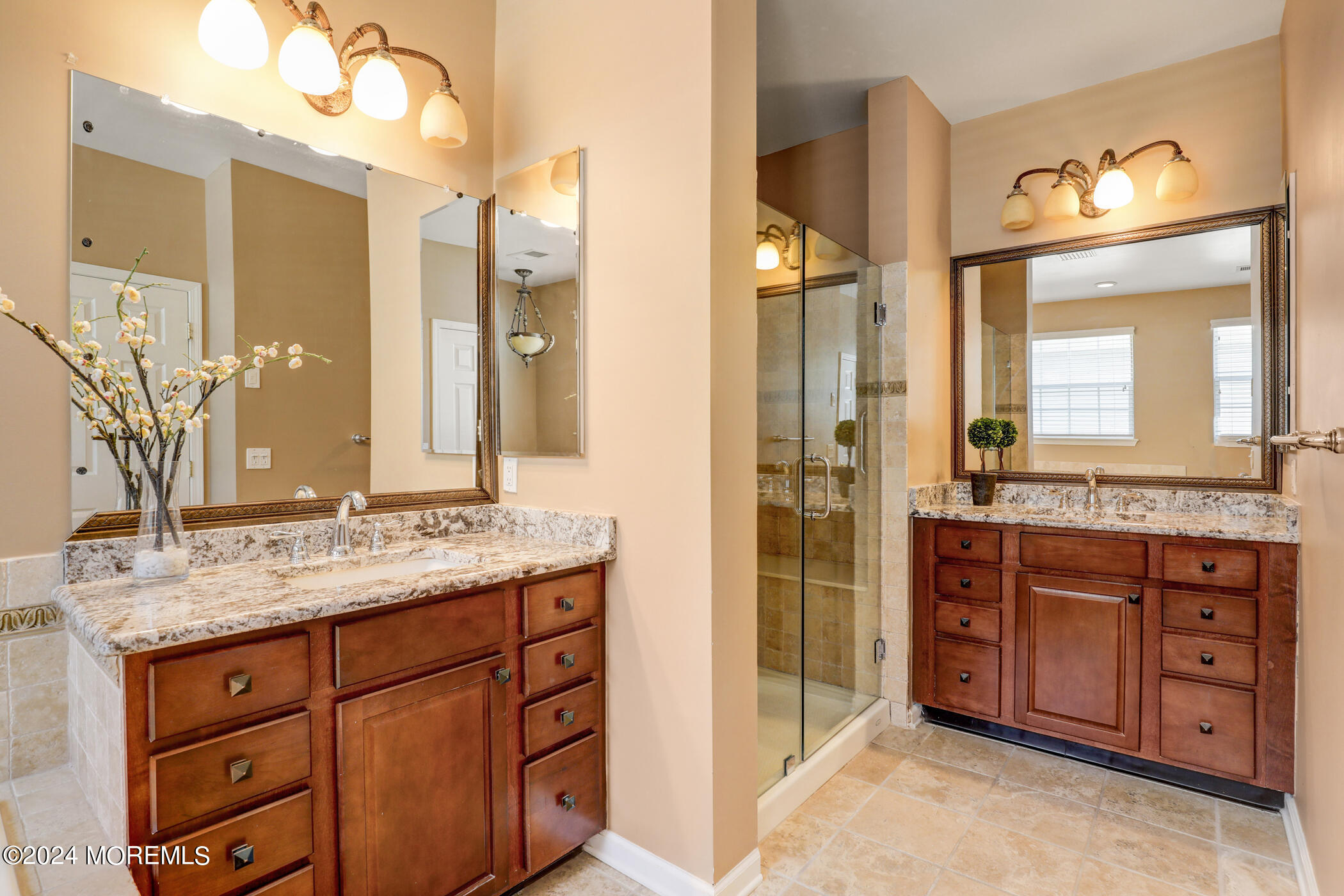 21 Hartack Road Manalapan, NJ 07726 - Photo 19 of 39 a bathroom with a granite countertop sink mirror and a