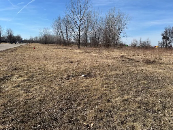 a view of dirt field with trees