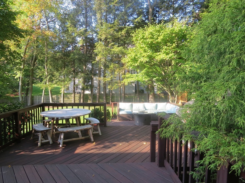 33 Oakridge Road Wellesley, MA 02481 - Photo 23 of 27 a view of a chairs and table in patio with wooden fence