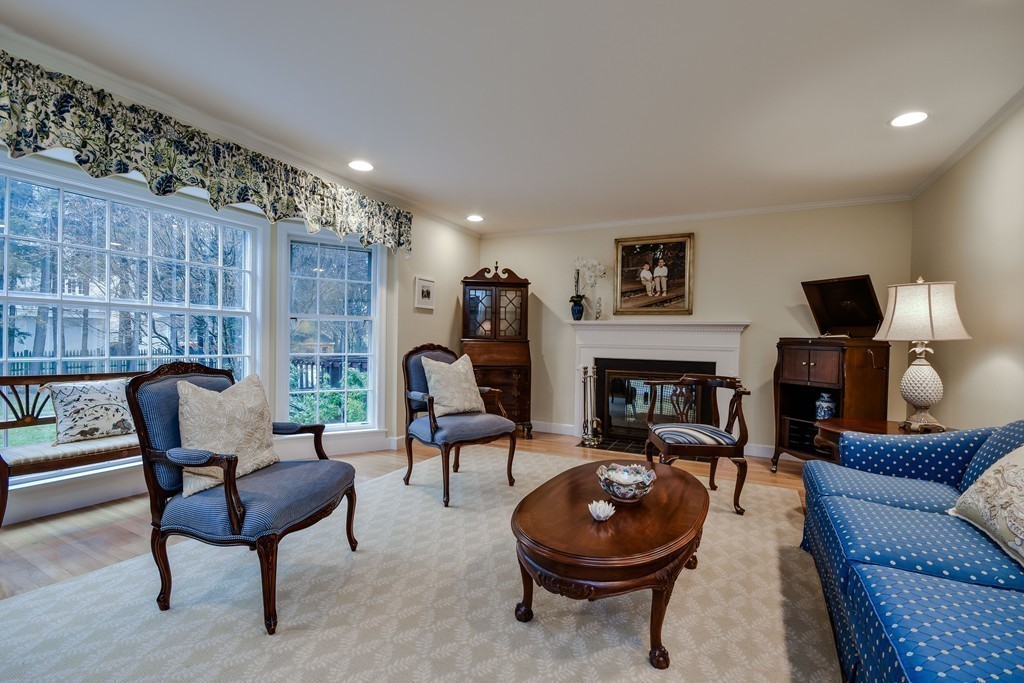 33 Oakridge Road Wellesley, MA 02481 - Photo 5 of 27 a living room with furniture a rug and a fireplace