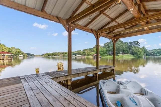 a view of a lake with a house