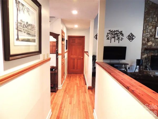 a view of a living room with a large window