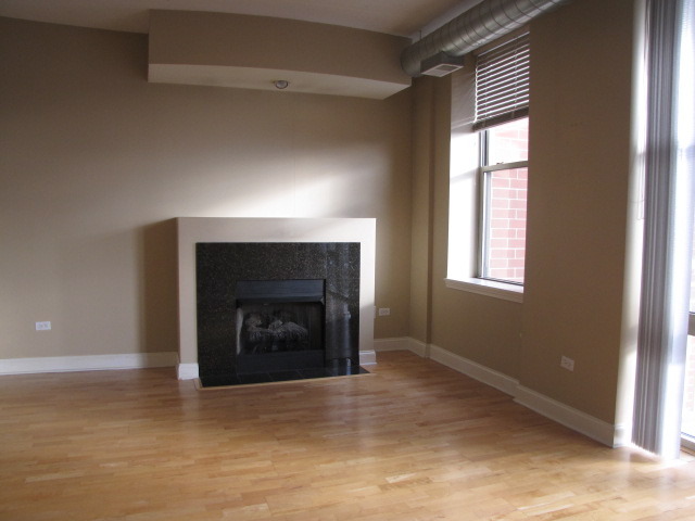 1001 West Madison Street, Unit 501 Chicago, IL 60607 - Photo 6 of 15 a living room with a fireplace and a window